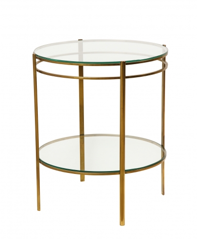 Glass & Brass Side Table by Jacques Quinet for Maison Malabert