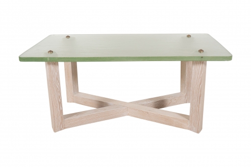 Saint Gobain Glass and Cerused Oak Low Table