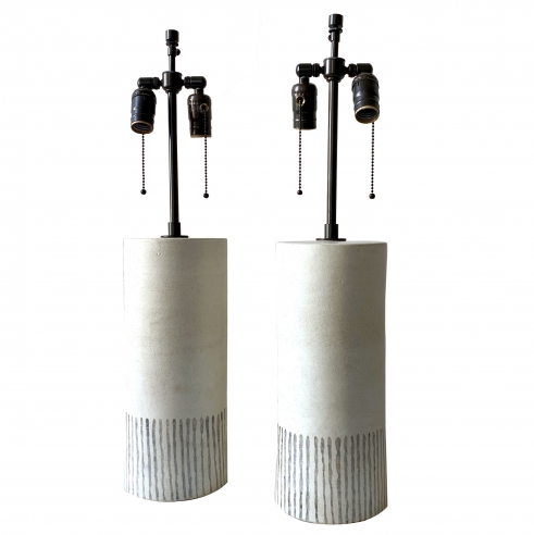Exceptional Pair of Bruno Gambone Table Lamps