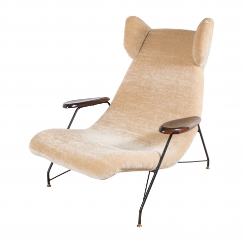 Martin Eisler & Carlo Hauner Chair with Metal Base and Palisander Armrests