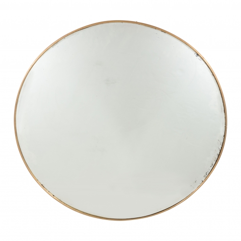 Italian Modernist Brass Framed Round Mirror