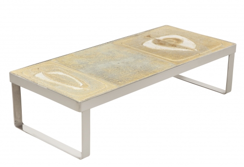 Low Table with Nickel Base and Ceramic Top