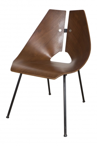 Molded Walnut Side Chair by Ray Komai