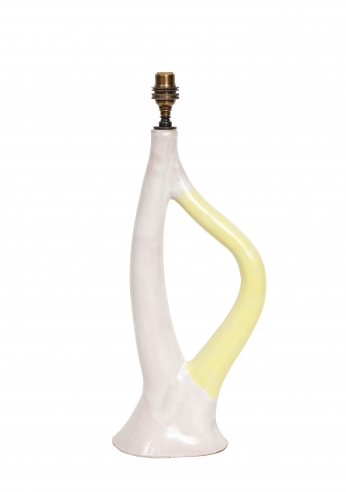 Yellow and white slender lamp by Jean Austruy, Vallauris