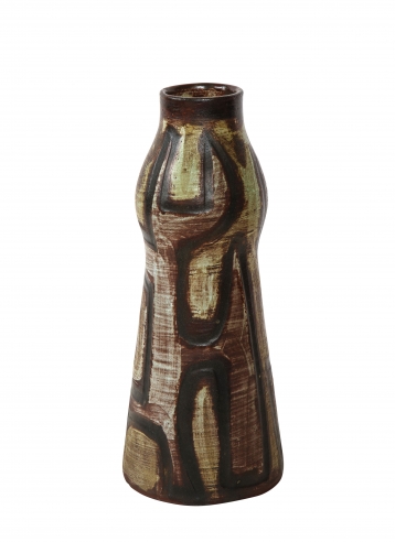 Tall Accolay vase with primitive design