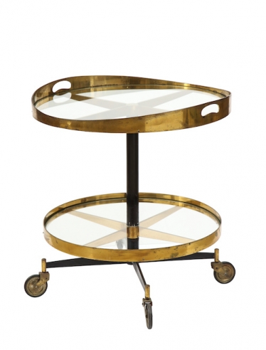 Brass and glass carrello table