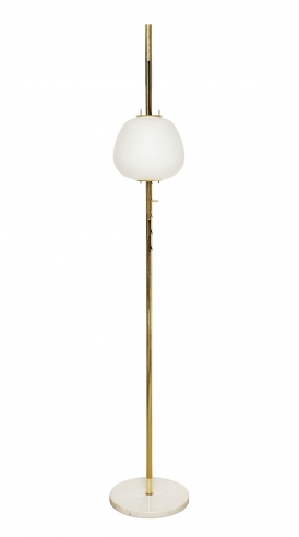 Tall Standing Lamp With Large Frosted Dome by Angelo Lelii for Arredoluce