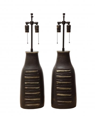 Pair of monumental lamps by Bruno Gambone
