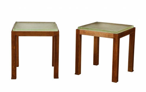 Small wood table with Saint Gobain top
