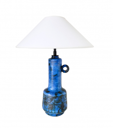 Small Blue Lamp with Handle by Jacques Blin