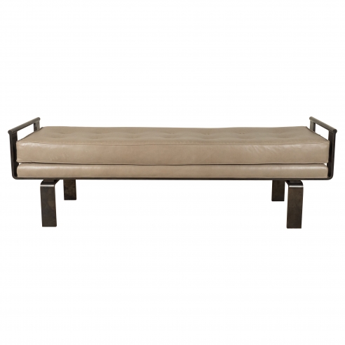 Bronze Upholstered Bench with Round or Flat Style Handles by Appel Modern