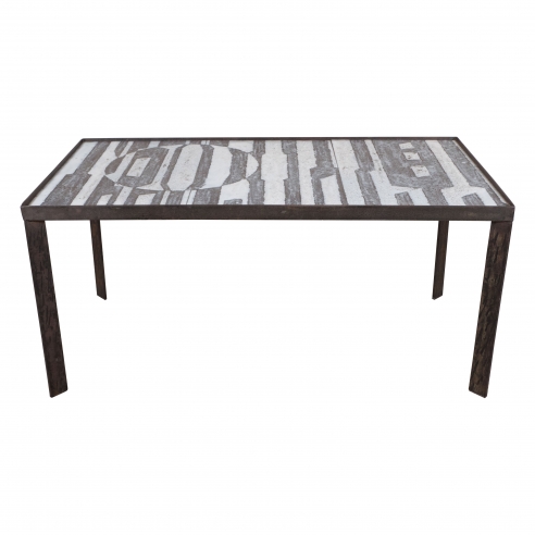 Ceramic Black and White Design Low Table by Cloutier