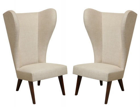 Pair of Exaggerated Wingback Chairs after Ponti